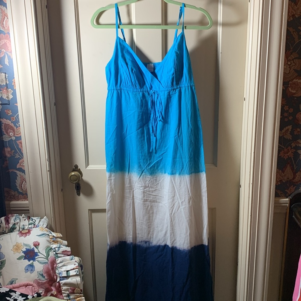 Blue ombré tie dye maxi dress/cover up (M)
